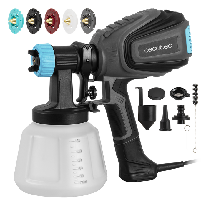 Pistolă de vopsit Cecotec TotalPaint 750, 700 W, recipient de 1,2 l, 15 × 30 × 28 cm