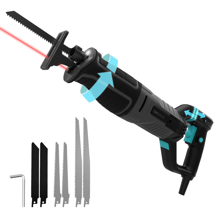 Fierăstrău sabie Cecotec LongFlex 900 ShockAbsorber, 850 W, cursă de 26 mm, adâncime de tăiere 150 mm