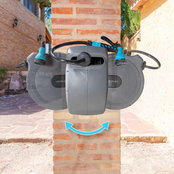 Tambur cu furtun Cecotec HydroShell 10, 10 m, pistol cu 8 funcții, rotire la 180°