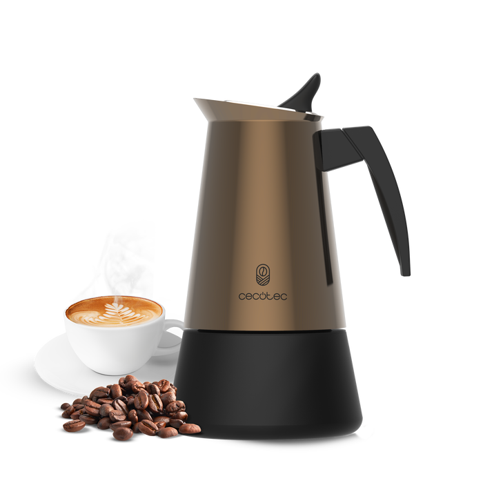 Cafetieră italiană Cecotec Piccolina 600 Gold, 300 ml, 6 cești, inox