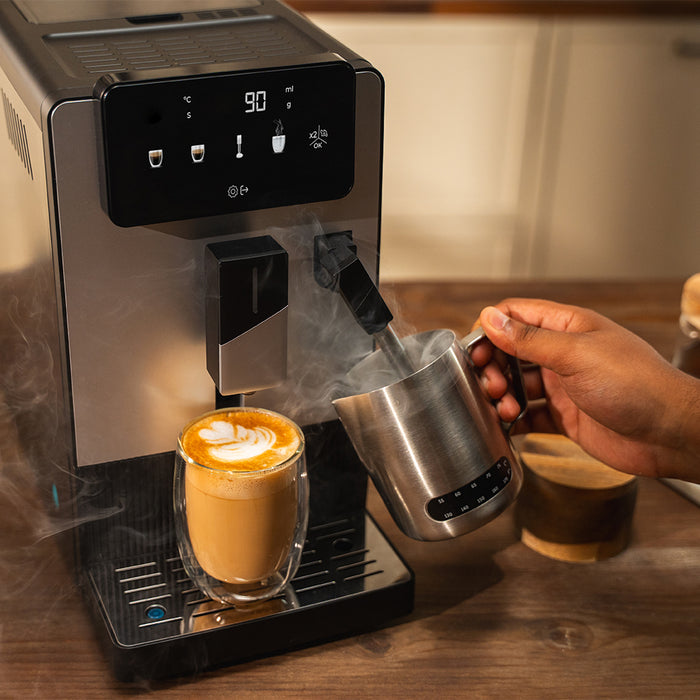 Mașină de cafea superautomată Cecotec Cremmaet Steam, 19 bar, rezervor de apă 1,1 l, recipient cafea 150 g, negru și oțel