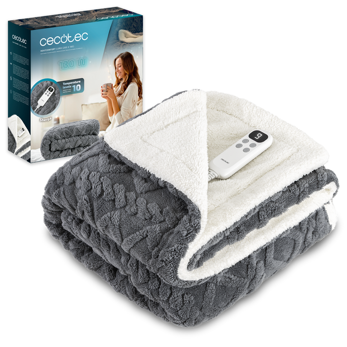 Pătură electrică Cecotec HeatConfort Luma (200 x 180), 130 W, 10 trepte, 200 × 180 cm