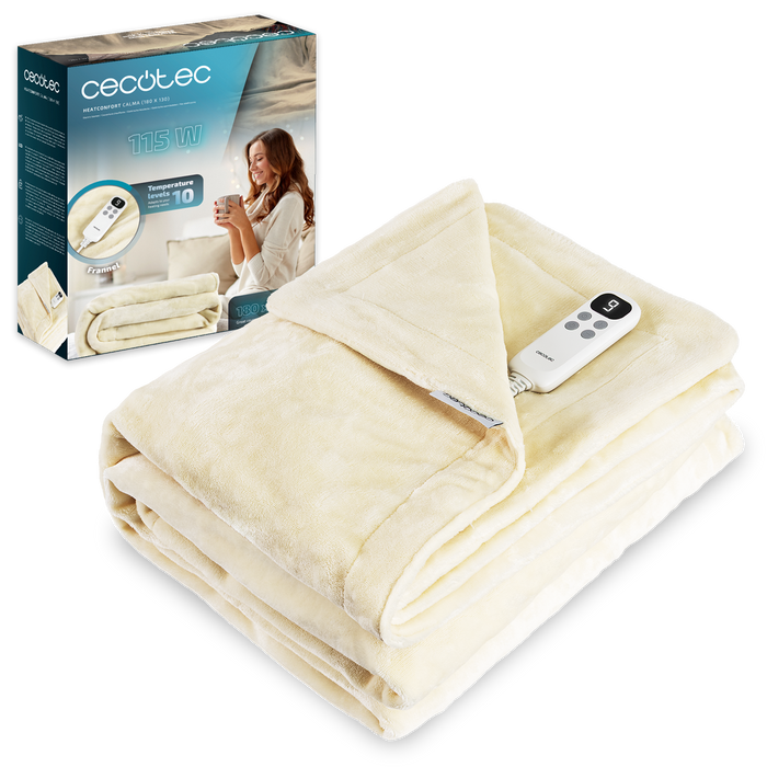 Pătură electrică Cecotec HeatConfort Calma (180 x 130), 115 W, 10 trepte de temperatură, oprire automată