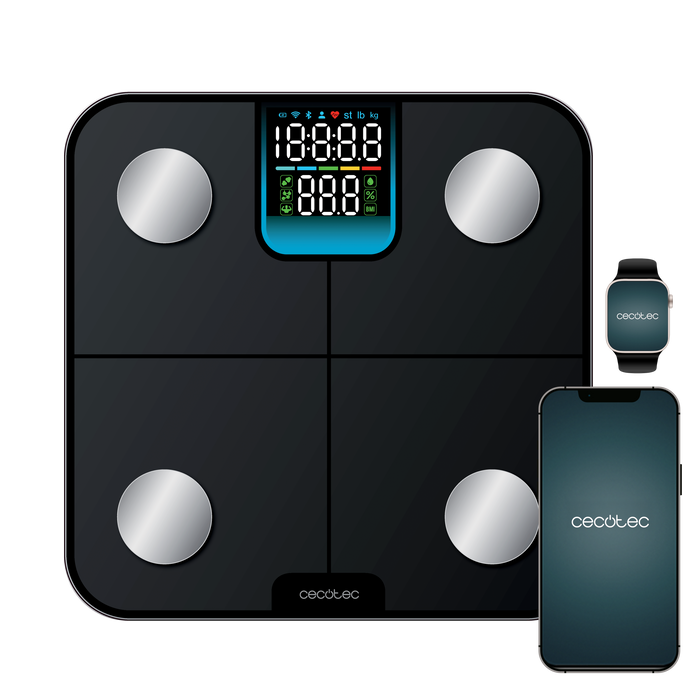 Cântar de baie inteligent Cecotec Surface Precision HealthySmart, 180 kg, 25 de parametri, Bluetooth