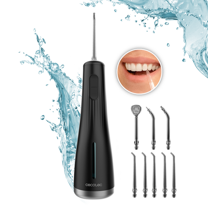 Irigator bucal portabil Cecotec ToothCare Jet Liberty, rezervor 250 ml, 4 moduri, 8 capete