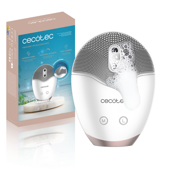 Perie de curățare facială Cecotec FaceCare TotalClean Soft, generator automat de spumă, autonomie 60 min, IPX6