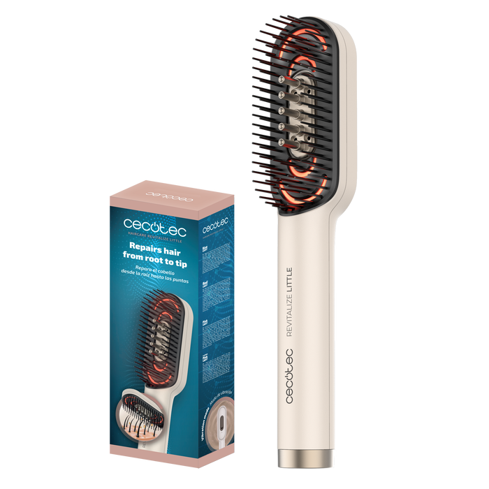 Perie pentru păr Cecotec HairCare Revitalize Little, 4 tipuri de lumină LED, aplicator de ser, masaj cu vibrații