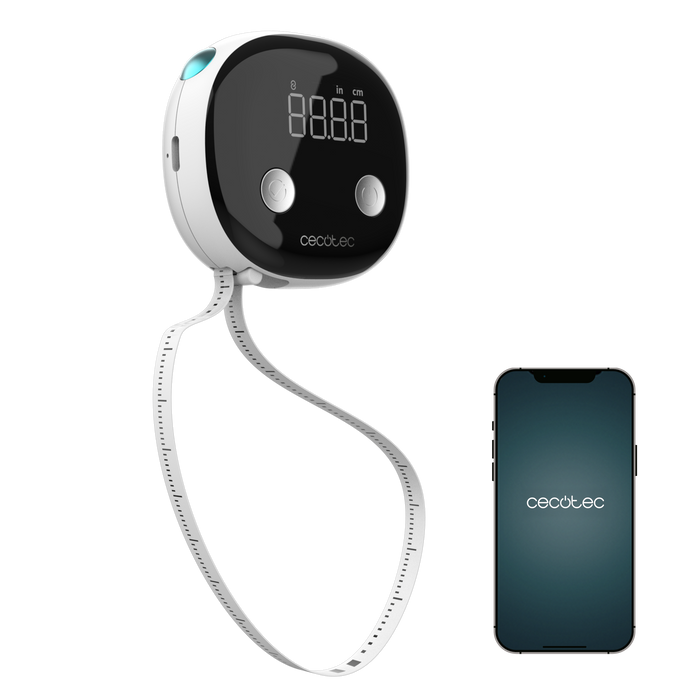 Ruletă de măsurare digitală Cecotec Surface Precision Body, Bluetooth, afișaj LED, 7 × 7,5 × 3 cm