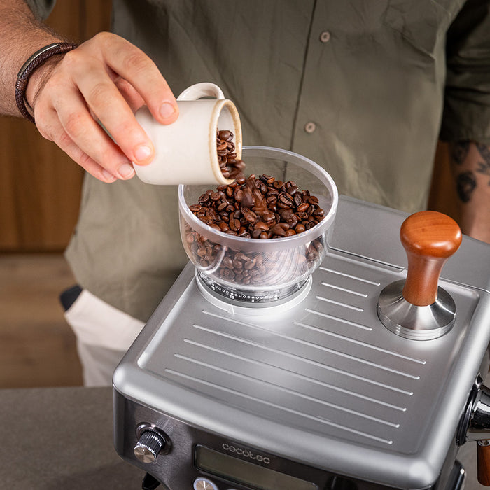 Espressor Cecotec Power Espresso 20 Barista Steel & Grind, 2200 W, 20 bari, rezervor 2,1 l, râșniță cu 30 de trepte