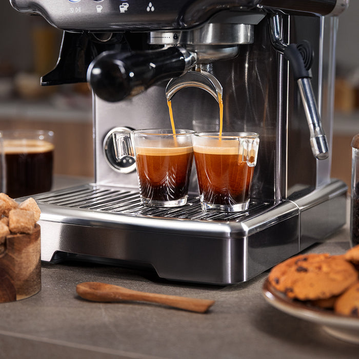 Espressor Cecotec Power Espresso 20 Barista Steel & Grind, 2200 W, 20 bari, rezervor 2,1 l, râșniță cu 30 de trepte