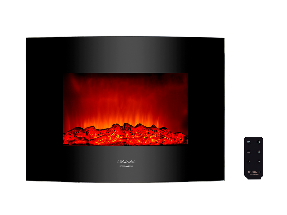 Șemineu electric decorativ Cecotec Ready Warm 2210 Curved Flames, 2000 W, 16,5 × 39,8 × 56 cm, negru