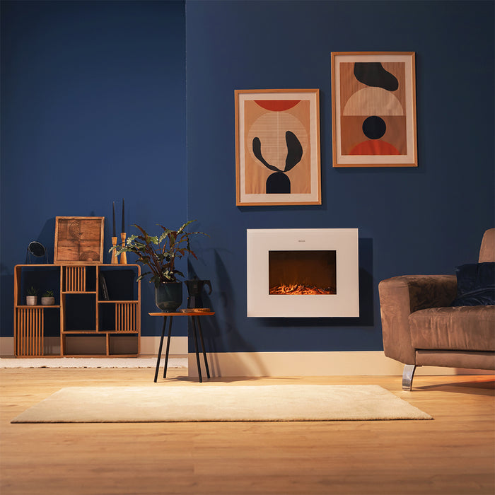 Șemineu electric decorativ Cecotec ReadyWarm 2710 Design Flames White, 2000 W, 66 × 14 × 52 cm, negru