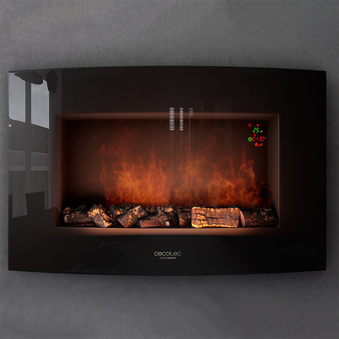Șemineu electric decorativ Cecotec Ready Warm 3510 Curved Flames, 2000 W, 2 trepte, negru