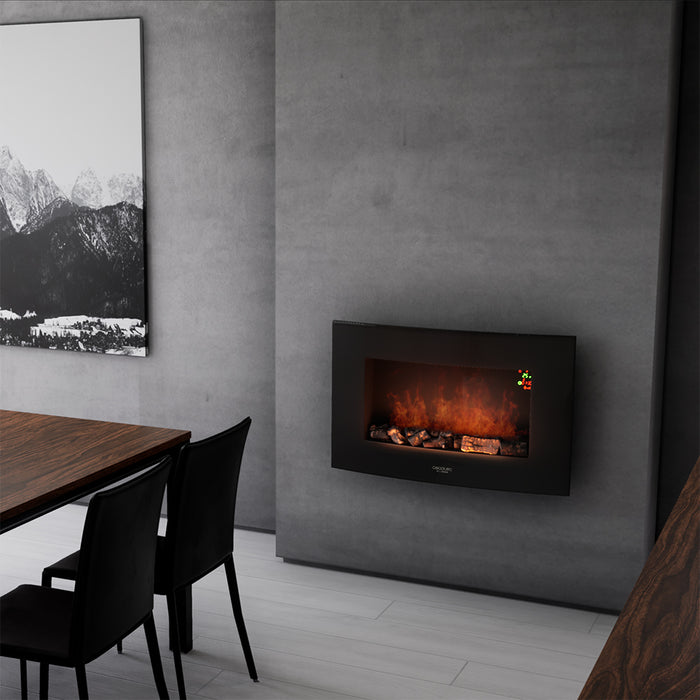 Șemineu electric decorativ Cecotec Ready Warm 3510 Curved Flames, 2000 W, 2 trepte, negru