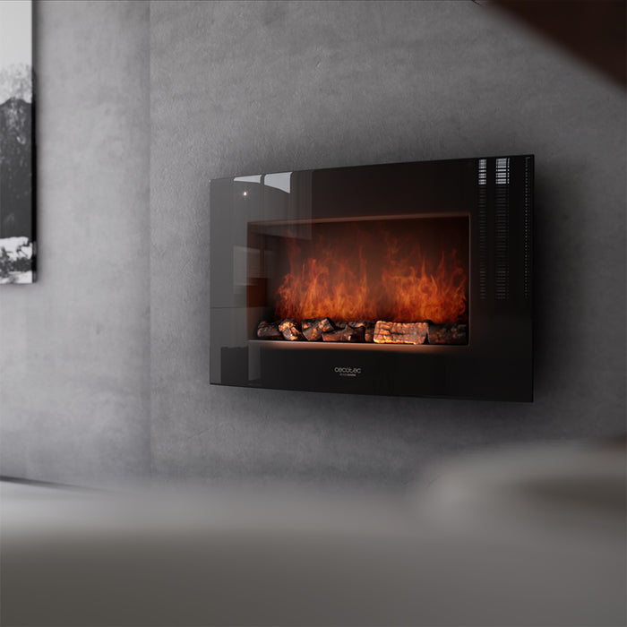 Șemineu electric decorativ Cecotec Ready Warm 3510 Curved Flames, 2000 W, 2 trepte, negru