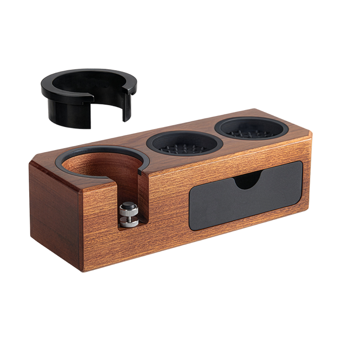 Stație de tasare pentru cafea Cecotec Baristeo WoodTamperStation, compatibilă 51–58 mm, 3 în 1, lemn