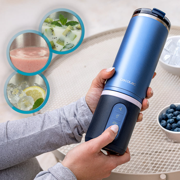 Blender portabil Cecotec Power Titanium Shake2Go Candy Steel, 600 ml, 180 W, 3 programe, roz