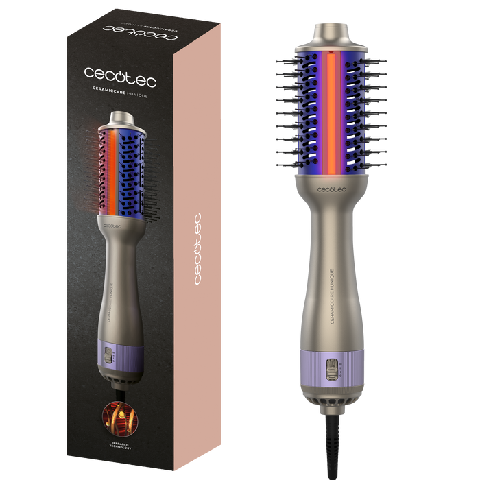 Perie cu aer cald Cecotec CeramicCare i-Unique, 2 viteze, 3 trepte de temperatură, cablu de 1,8 m