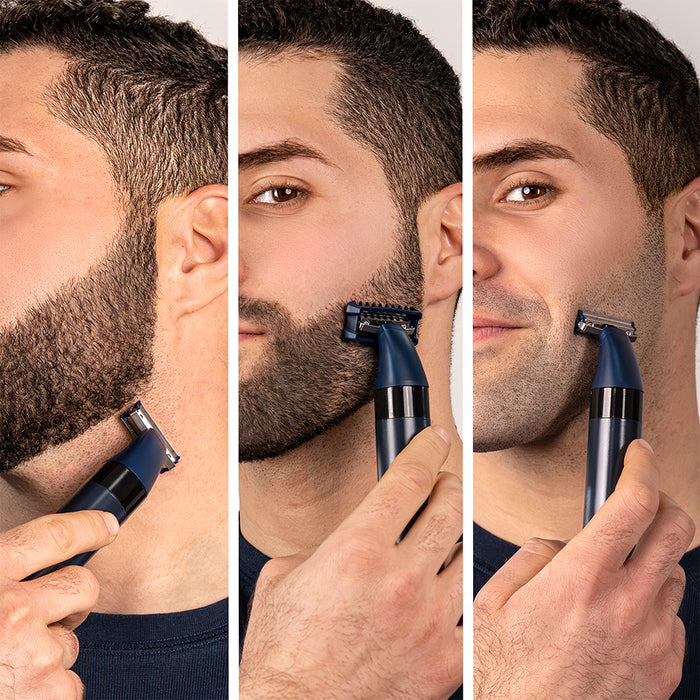 Aparat de tuns pentru față Cecotec PrecisionCare OneShave Saphire, autonomie 90 min, 6 piepteni, IPX7