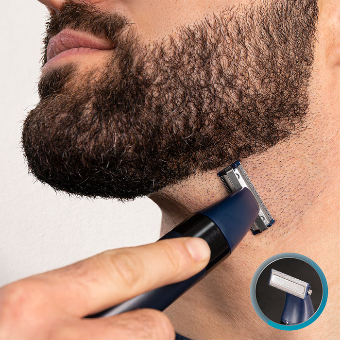 Aparat de tuns pentru față Cecotec PrecisionCare OneShave Saphire, autonomie 90 min, 6 piepteni, IPX7