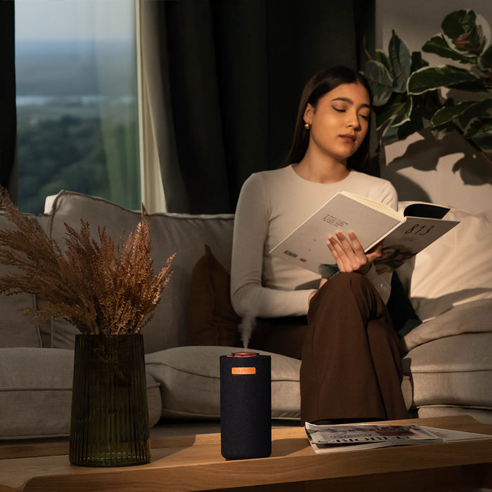Difuzor de arome cu boxă Bluetooth Cecotec PureAroma 3000 Navy Sound, timer 8 h, 3 trepte, 7 culori LED, albastru