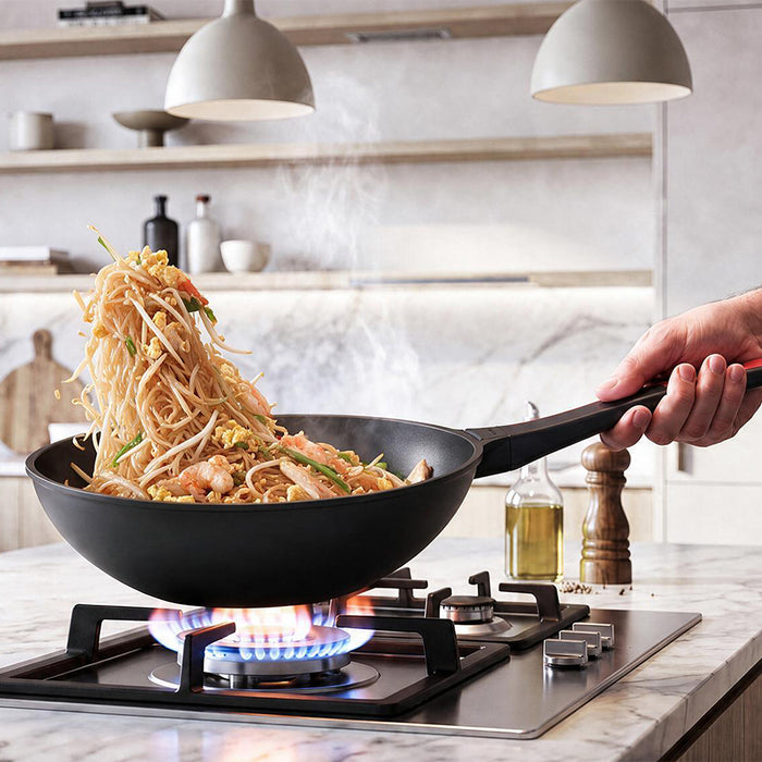 Wok Cecotec Gourmet Smart Detect Collection, 28 cm, bază de 5,5 mm, strat antiaderent ILAG Ultimate Protect Pro