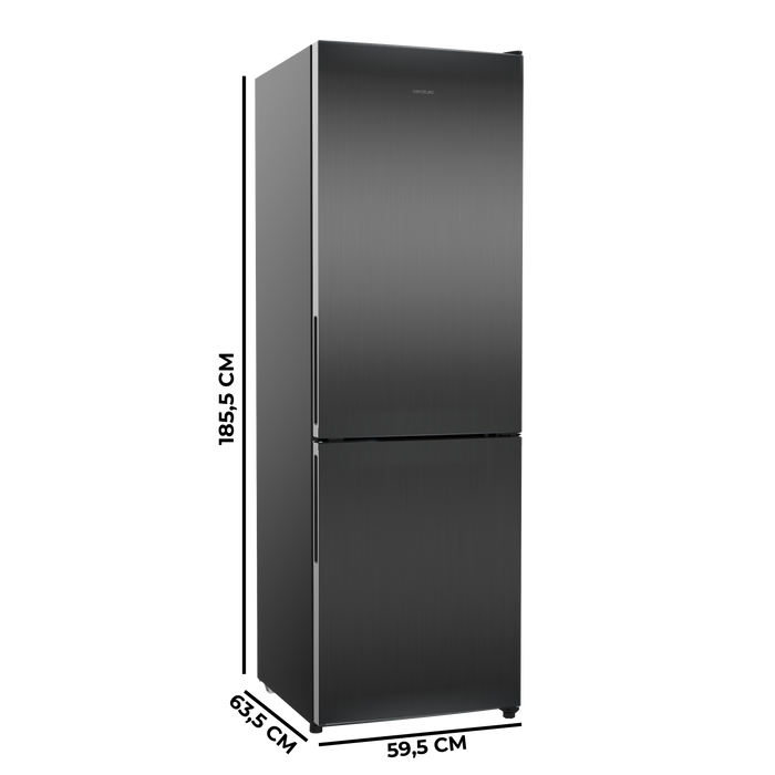 Frigider combină Cecotec Bolero CoolMarket Combi 322i Dark D, 322 l, Total No Frost, clasa D, inox închis