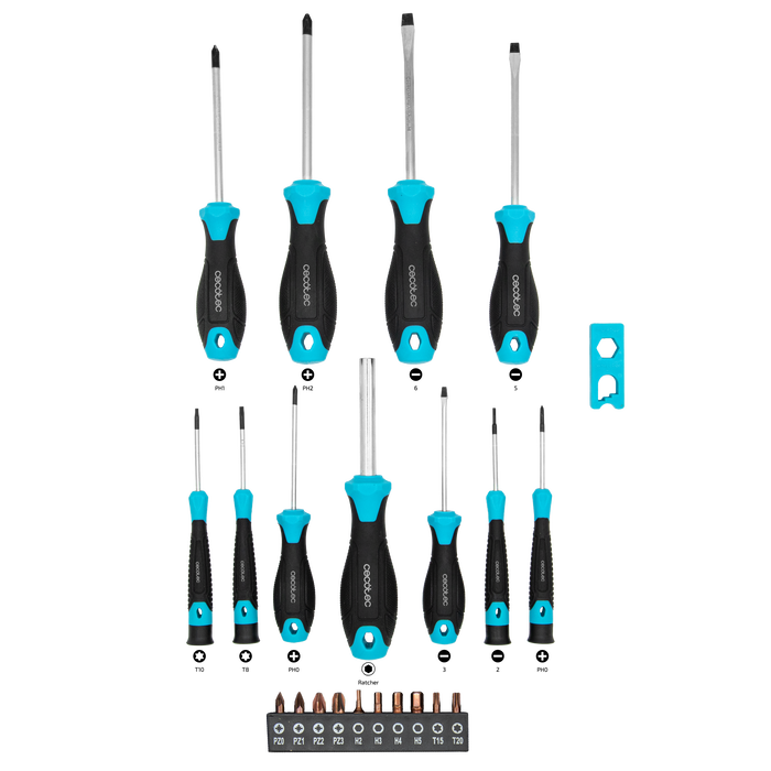 Set de șurubelnițe Cecotec HardGyro 220 Magnetic, 22 piese, 4 șurubelnițe de precizie