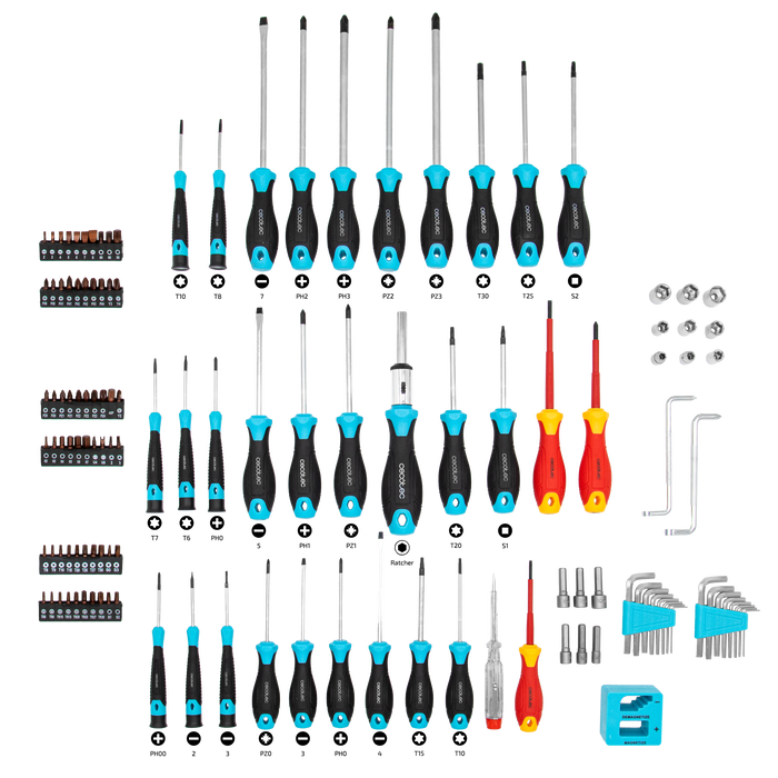 Set de șurubelnițe Cecotec HardGyro 1260 Magnetic, 126 piese, 1,47 kg