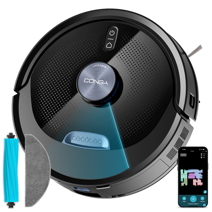 Aspirator robot cu mop Cecotec Conga M80 Dark, 25 000 Pa, autonomie până la 240 min, 33 × 33 × 10 cm