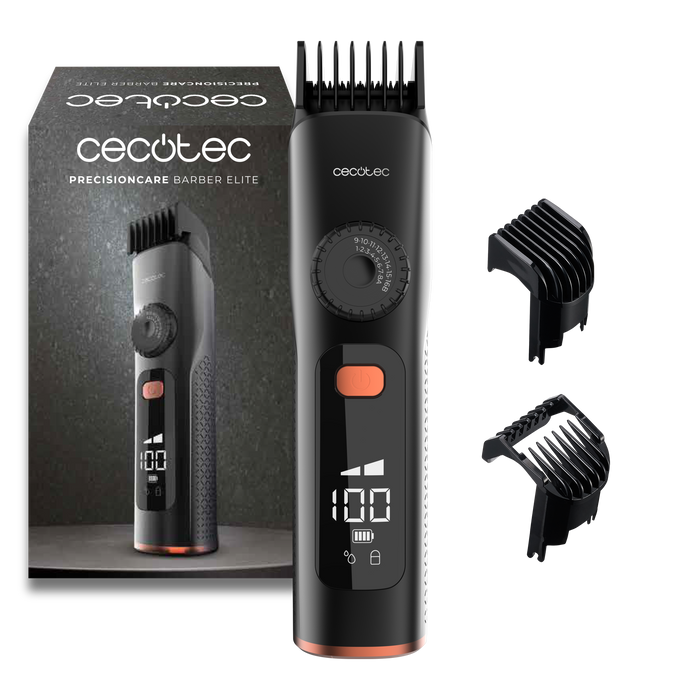 Aparat de tuns barba Cecotec PrecisionCare Barber Elite, autonomie 120 min, IPX6, 2 piepteni ghidaj