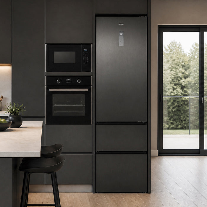 Frigider combină Cecotec Bolero CoolMarket Combi FD 450 Elite Dark D, 450 l, clasa D, 201 × 59,5 × 68 cm, inox închis