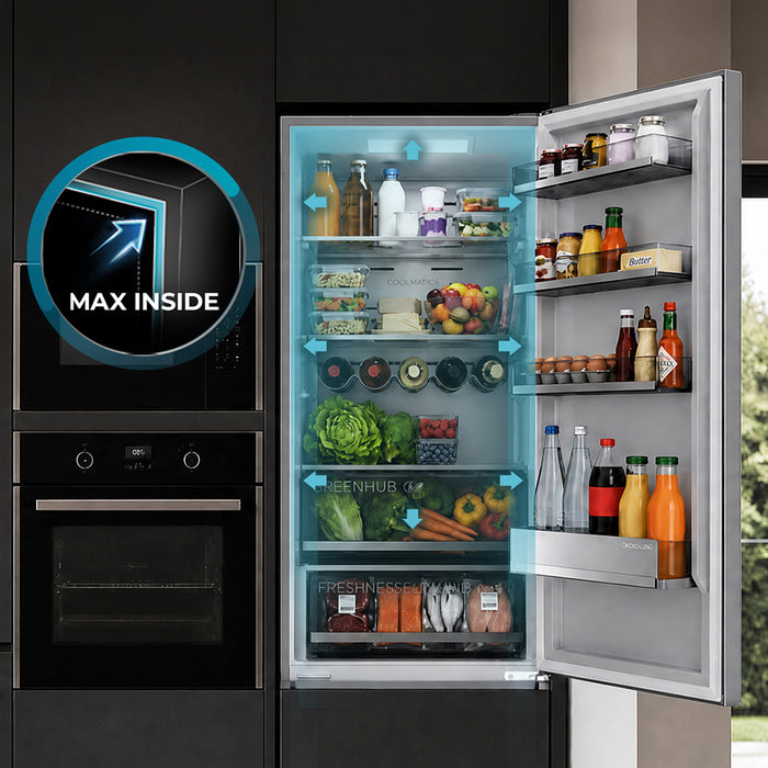 Frigider combină Cecotec Bolero CoolMarket Combi FD 450 Elite Dark D, 450 l, clasa D, 201 × 59,5 × 68 cm, inox închis