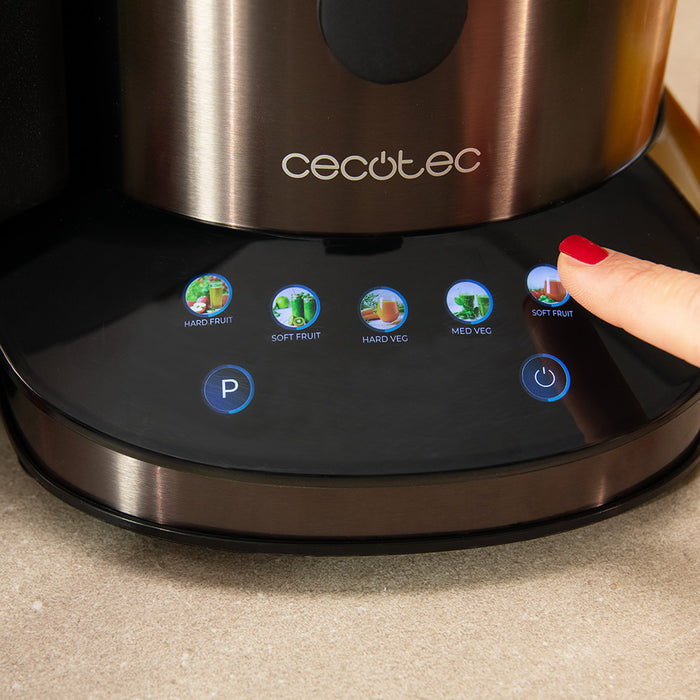 Storcător de fructe Cecotec StrongTitanium Touch, 1000 W, 3 viteze, recipient pentru suc de 0,8 l