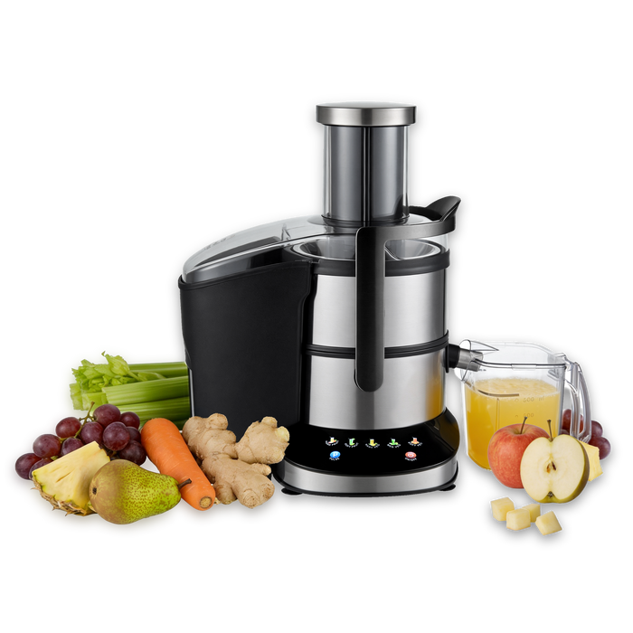 Storcător de fructe Cecotec StrongTitanium Touch, 1000 W, 3 viteze, recipient pentru suc de 0,8 l