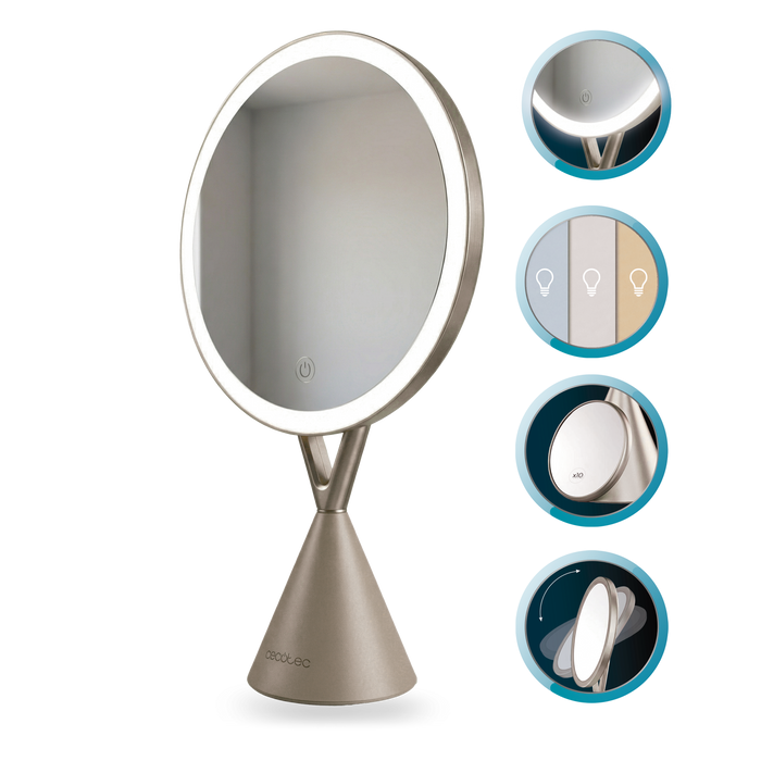Oglindă cosmetică Cecotec FaceCare Mirror, mărire 10x, iluminare LED, 3 intensități