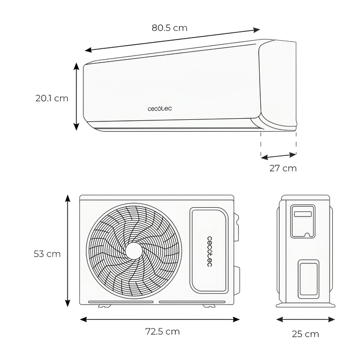 Aparat de aer condiționat split Cecotec AirClima 12000 Wind Connected A+++, 12.000 BTU, clasa A+++, Wi-Fi