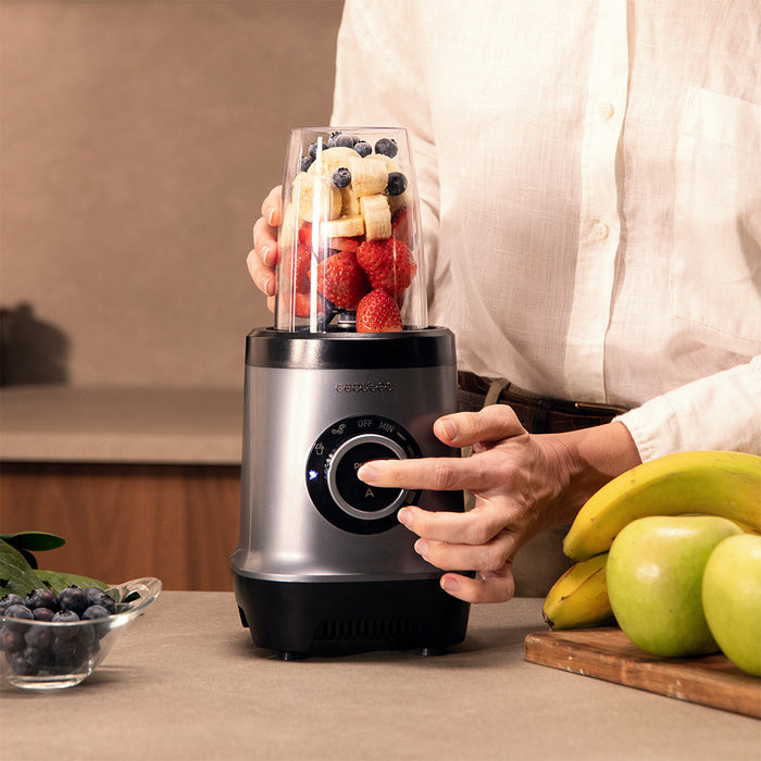 Blender personal Cecotec Nutriblender Fusion Touch, 1000 W, 550 ml și 900 ml, negru