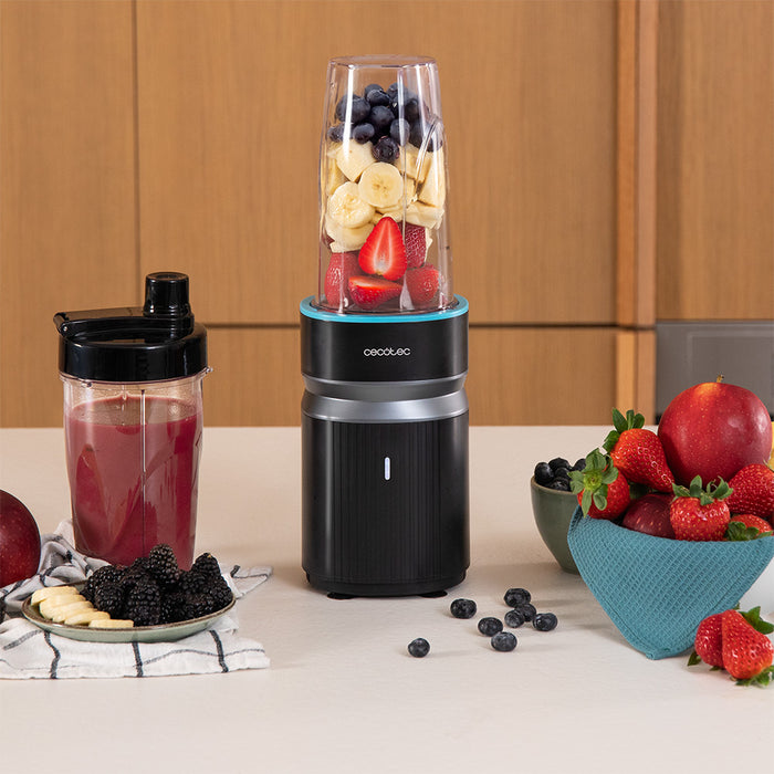 Blender personal Cecotec PowerTitanium 1000 Push2Go Duo, 1000 W, 2 recipiente de 700 ml, negru