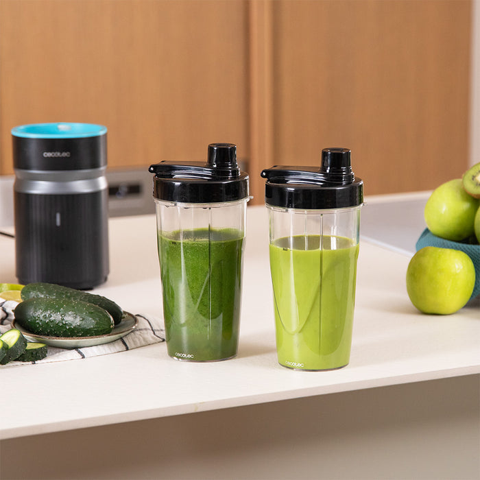 Blender personal Cecotec PowerTitanium 1000 Push2Go Duo, 1000 W, 2 recipiente de 700 ml, negru
