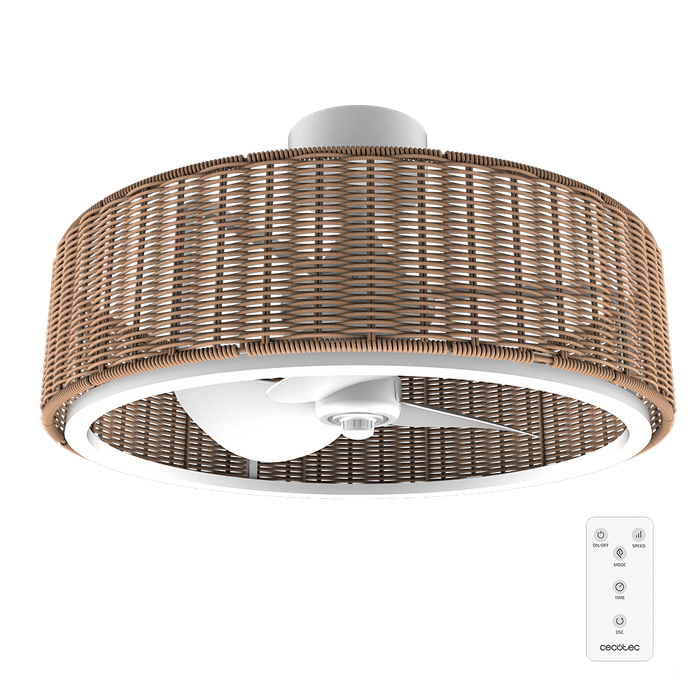Ventilator de tavan cu iluminare Cecotec EnergySilence LampAero 324 Camellia, 6 trepte, 60 × 60 × 25 cm, telecomandă