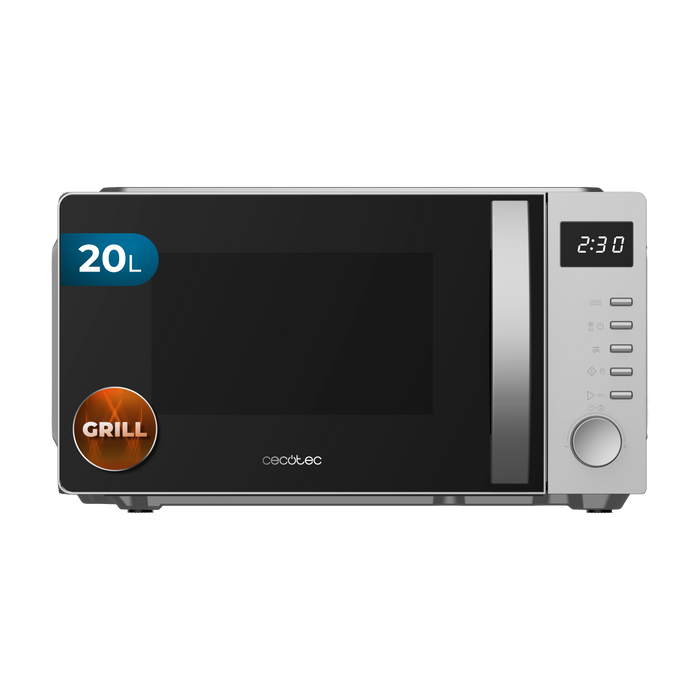 Cuptor cu microunde digital cu grill Cecotec Proclean 5105 Silver, 20 l, 700 W, 5 trepte de putere