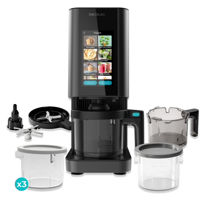 Mașină de înghețată Cecotec Gelatec 1800 Touch, 1,35 l, 10 programe, neagră