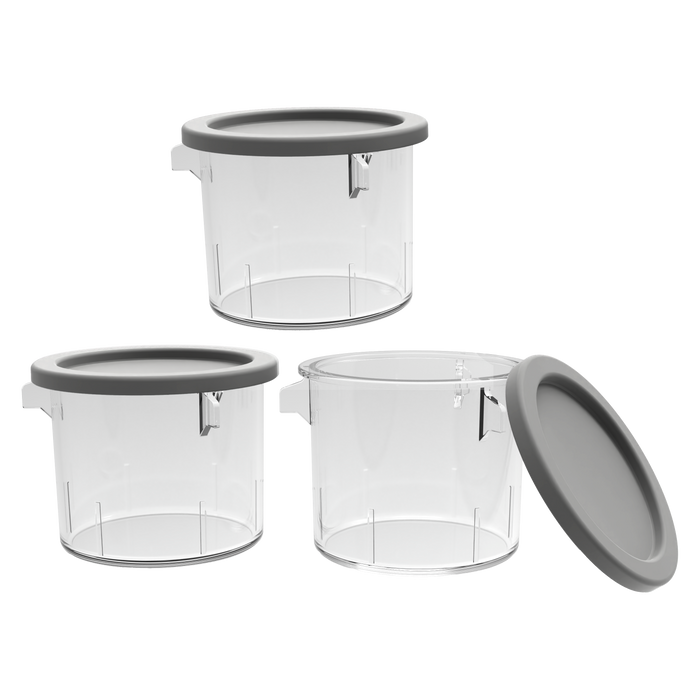 Recipiente pentru aparat de înghețată Cecotec Gelacups 1800, 3 × 450 ml, cu capace, fără BPA