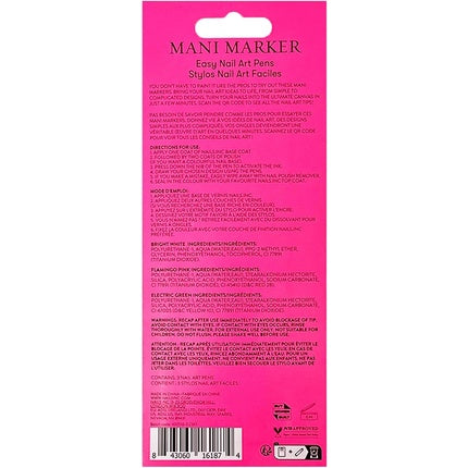 Markere unghii, Nails Inc, Neon, set 3 bucăți