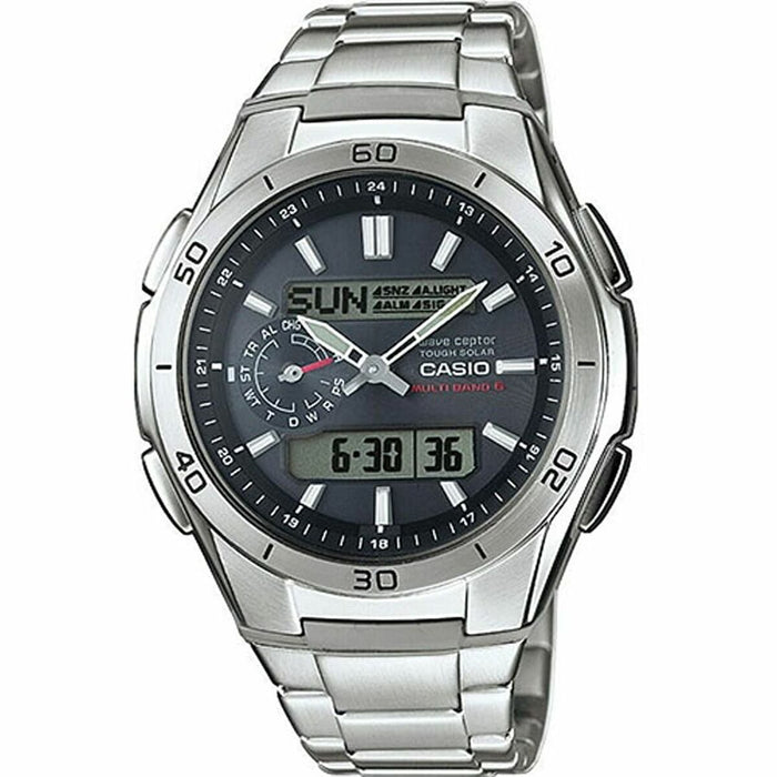 Ceas Bărbați Casio WAVE CEPTOR Multibadn 6 Tough Solar Negru Gri Argintiu (Ø 43,5 mm)