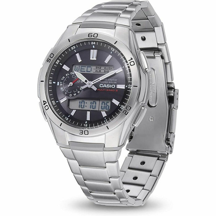 Ceas Bărbați Casio WAVE CEPTOR Multibadn 6 Tough Solar Negru Gri Argintiu (Ø 43,5 mm)