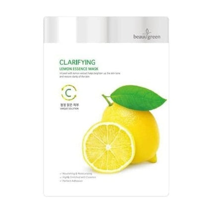 Mască Față BeauuGreen Lemon Essence, Clarifying, Ambalaj Alb și Galben
