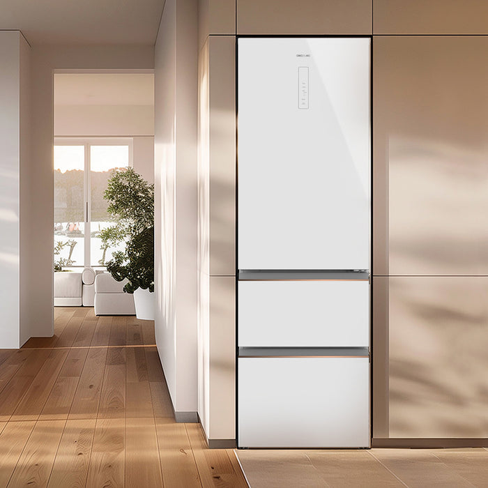 Frigider combină French Door Cecotec Bolero CoolMarket Combi FD 400 White Glass E, 400 l, 60 × 63,8 × 190,8 cm, clasa E, albă