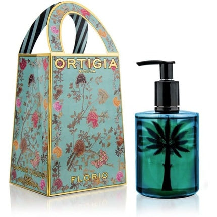 Săpun lichid Ortigia Florio, 300ml, sticlă albastru-verzui cu pompă neagră